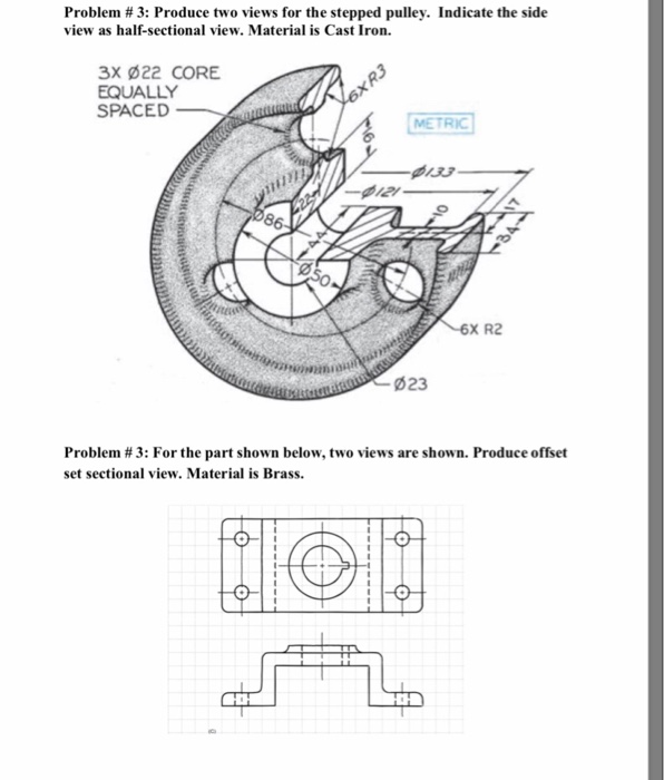 Problem # 5: Produce top and front views of the part | Chegg.com