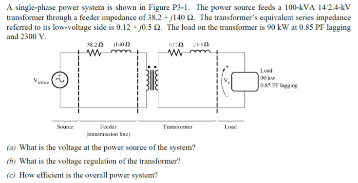 Solved A single-phase power system is shown in Figure P3-1. | Chegg.com