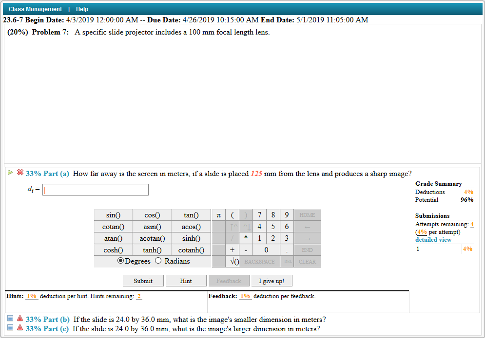 Solved A specific slide projector includes a 100 mm focal