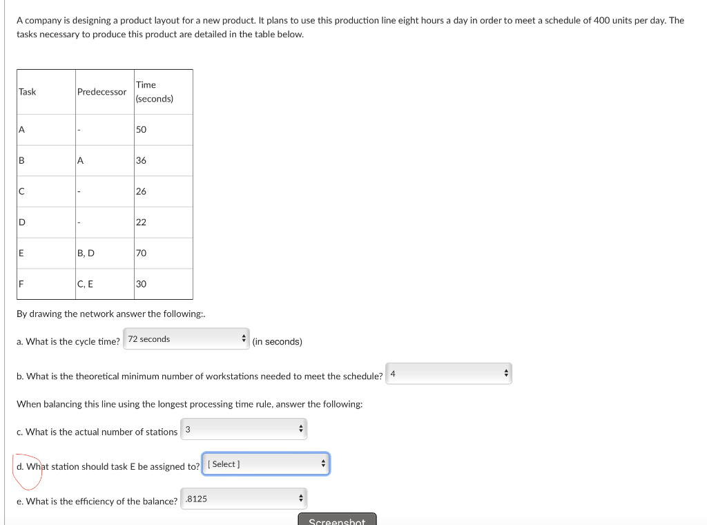 Solved A company is designing a product layout for a new | Chegg.com