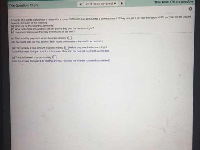 Solved This Test: 175 pts possible 26 of 30 (24 complete) | Chegg.com