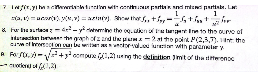 Solved 7 Let F X Y Be A Differentiable Function With