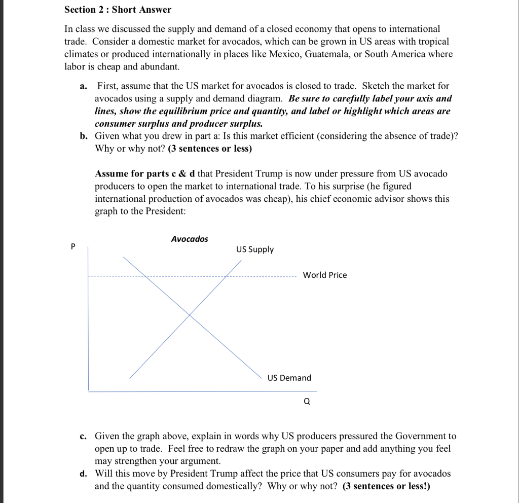 Solved Section 2: Short Answer In class we discussed the | Chegg.com