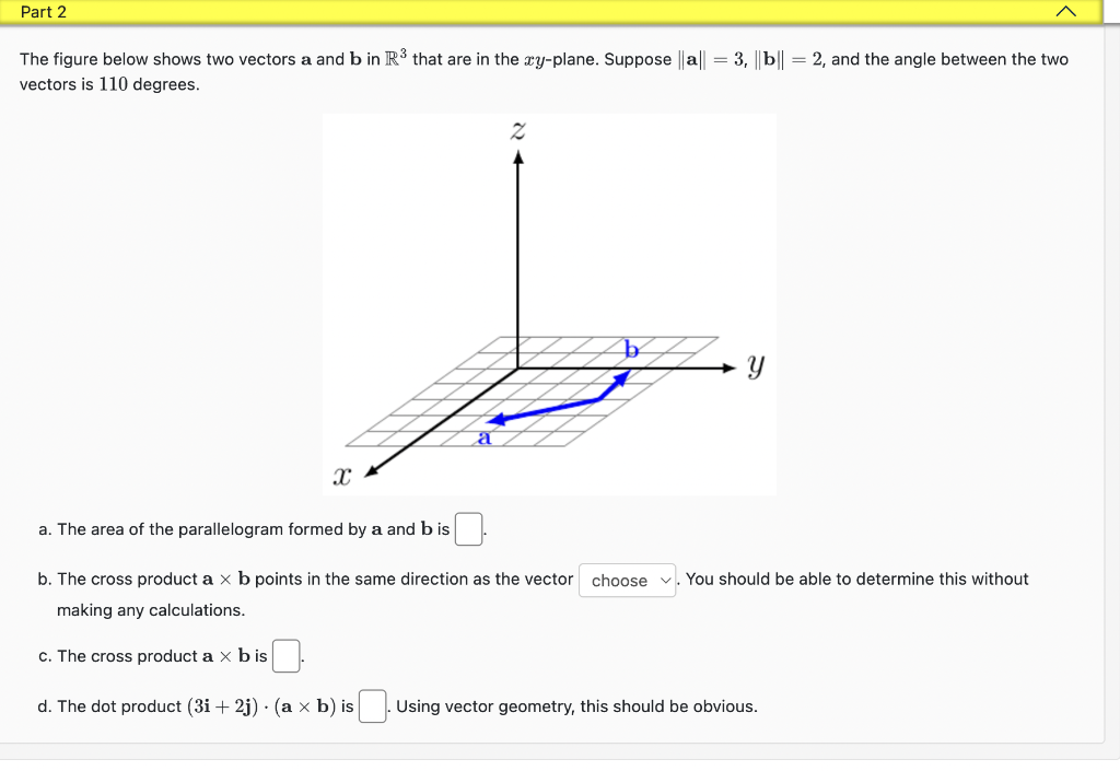 Solved The figure below shows two vectors a and b in R3 that | Chegg.com