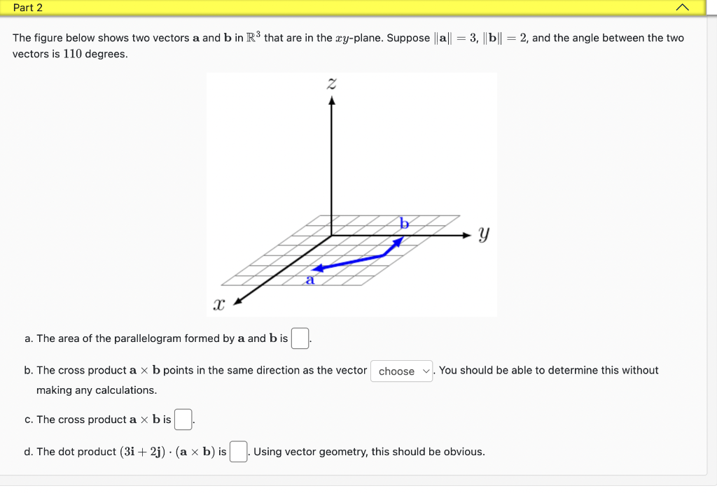 Solved The Figure Below Shows Two Vectors A And B In R3 That | Chegg.com