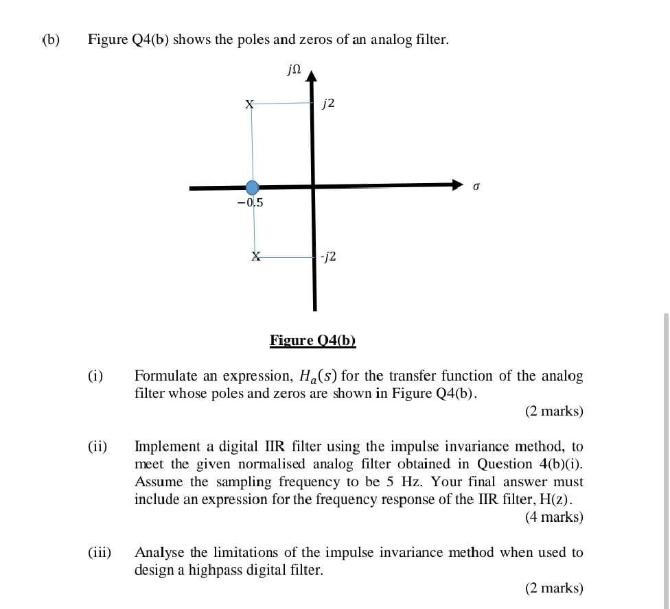 Solved (b) Figure Q4(b) shows the poles and zeros of an | Chegg.com
