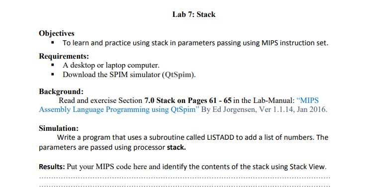 Solved Lab 7: Stack Objectives . To learn and practice using | Chegg.com