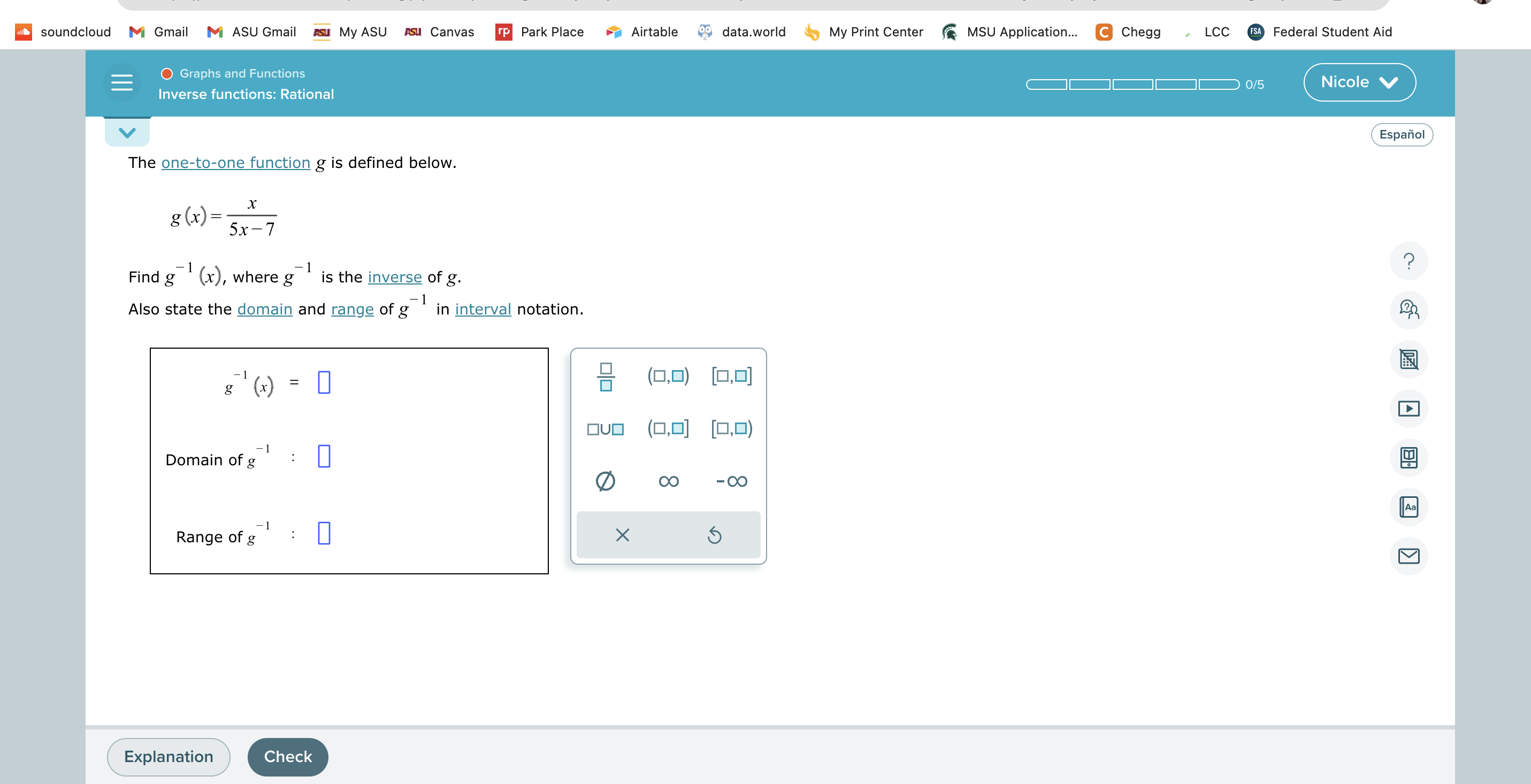 Solved The one-to-one function g is defined below. | Chegg.com