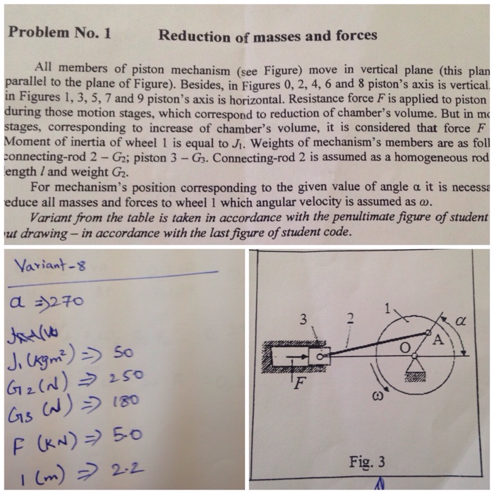 Problem No. 1 Reduction of masses and forces All | Chegg.com
