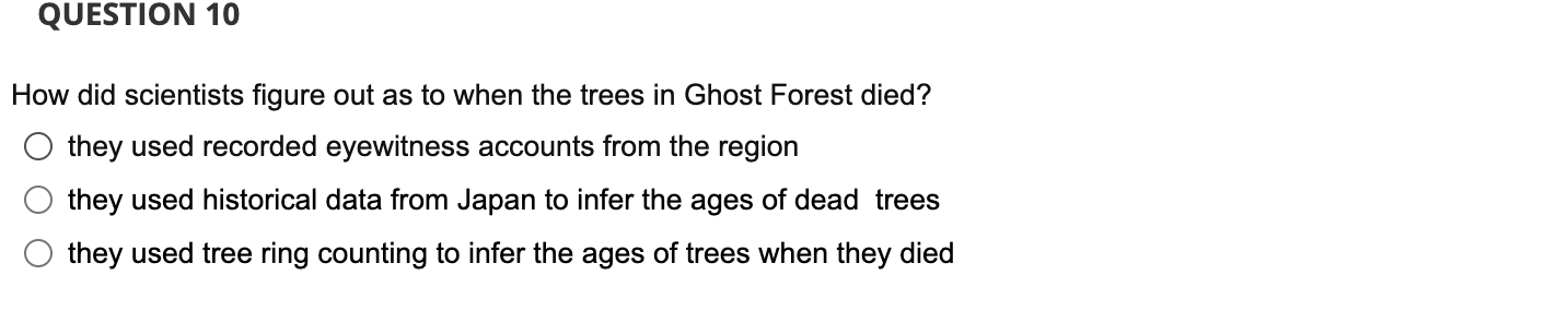 Solved How did scientists figure out as to when the trees in | Chegg.com