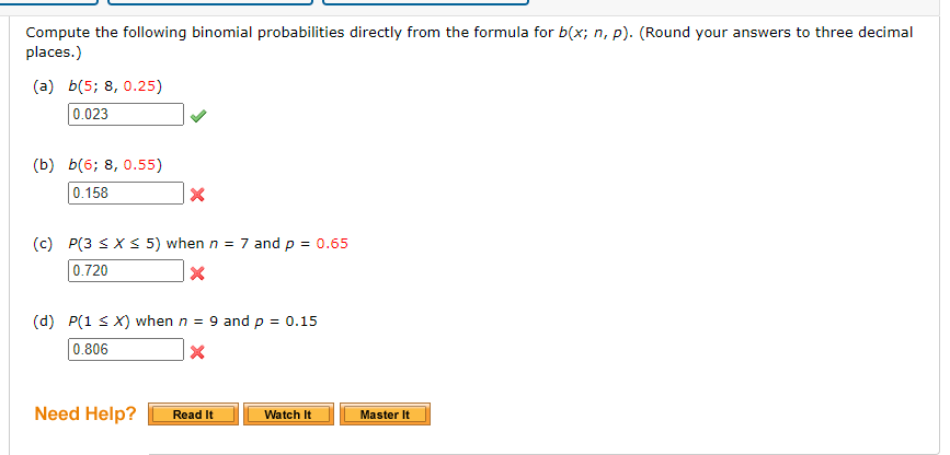 Solved Compute The Following Binomial Probabilities Directly | Chegg.com