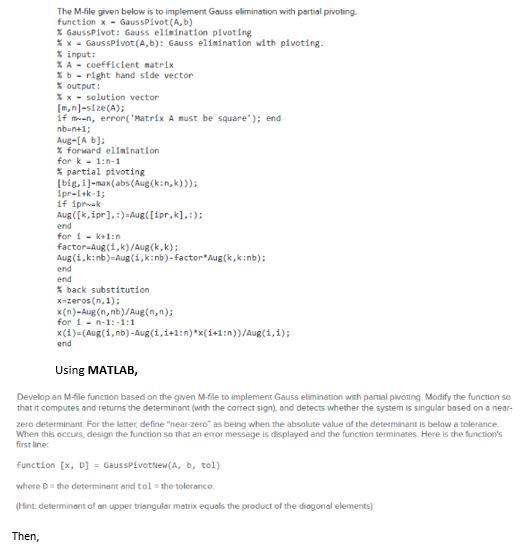 Solved The M-ile given below is to implement Gauss | Chegg.com