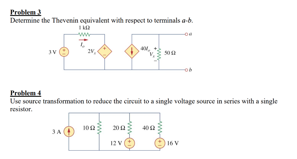Solved Problem 3 Determine the Thevenin equivalent with | Chegg.com