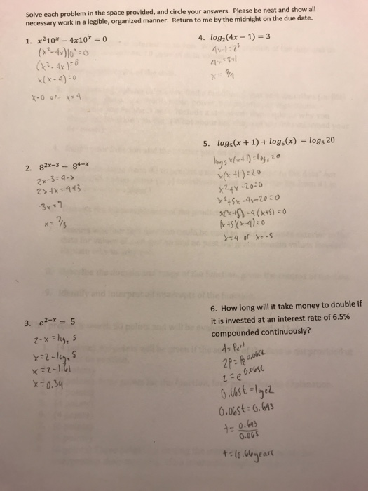 Solved Solve each problem in the space provided, and circle | Chegg.com