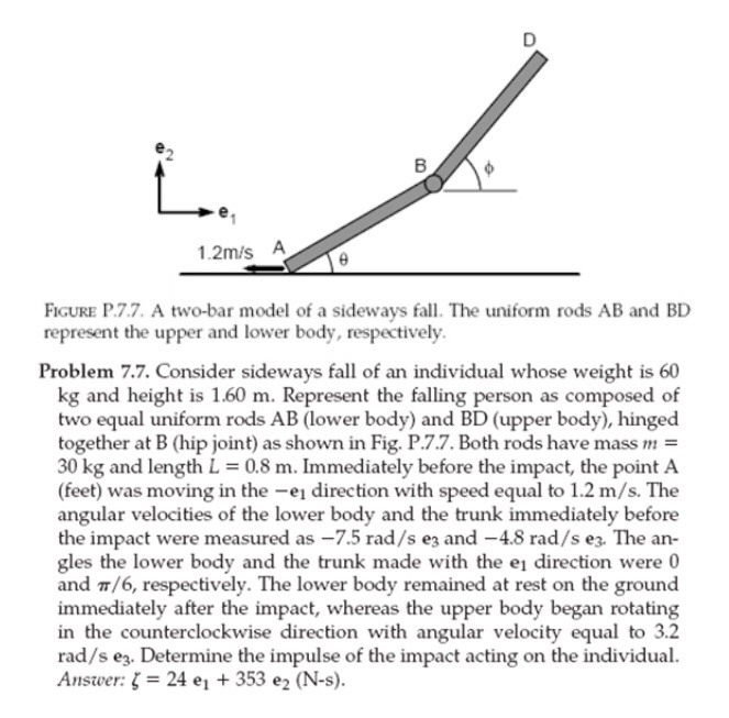 Solved 1.2m/s A FIGURE P.7.7. A two-bar model of a sideways | Chegg.com