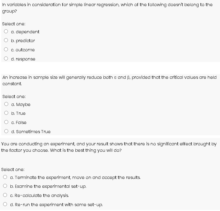 Solved In variables in consideration for simple linear | Chegg.com