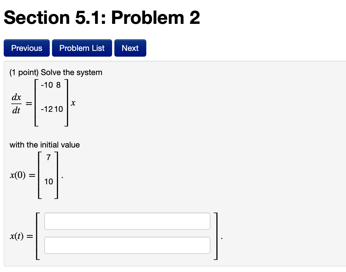 Solved Section 5.1: Problem 2 Previous Problem List Next (1 | Chegg.com