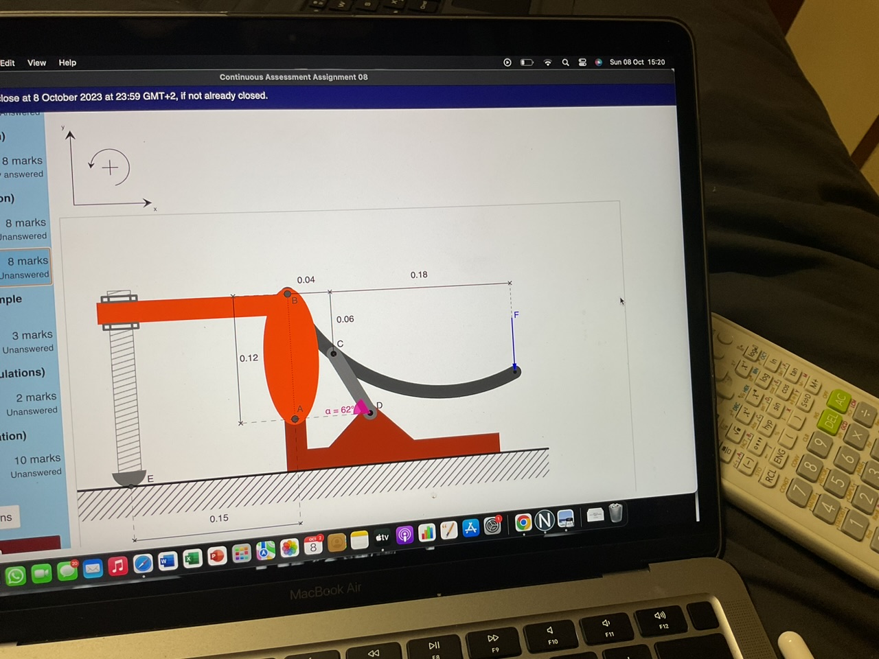 Solved The toggle clamp is subjected to a force