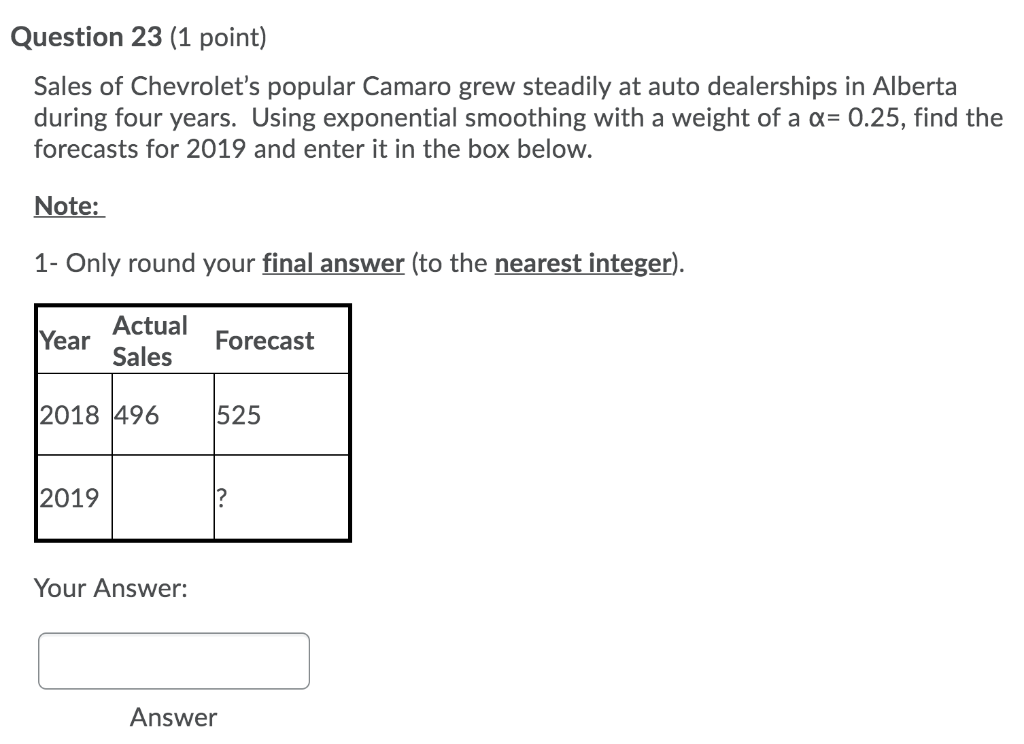 Solved Question 23 (1 Point) Sales Of Chevrolet's Popular | Chegg.com