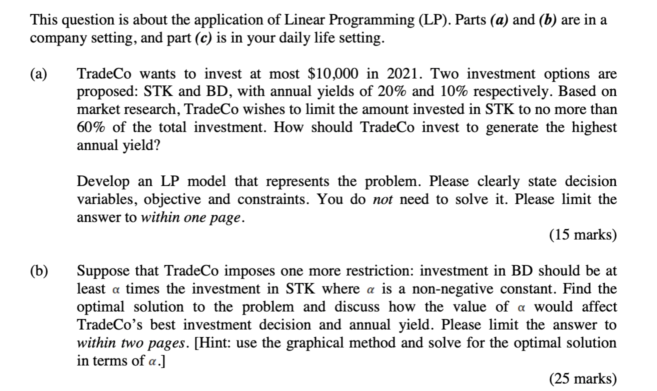 Solved This question is about the application of Linear | Chegg.com