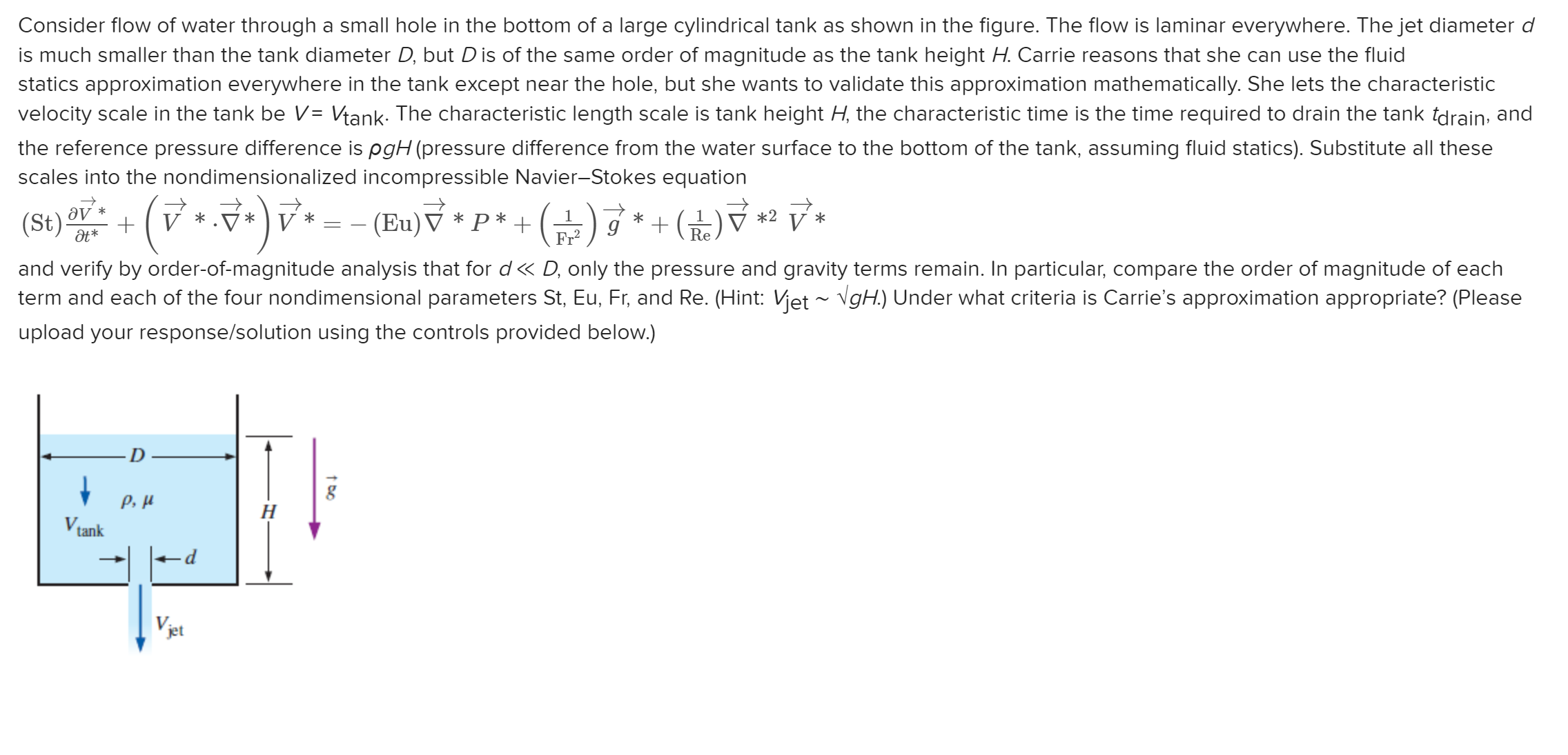 Consider flow of water through a small hole in the