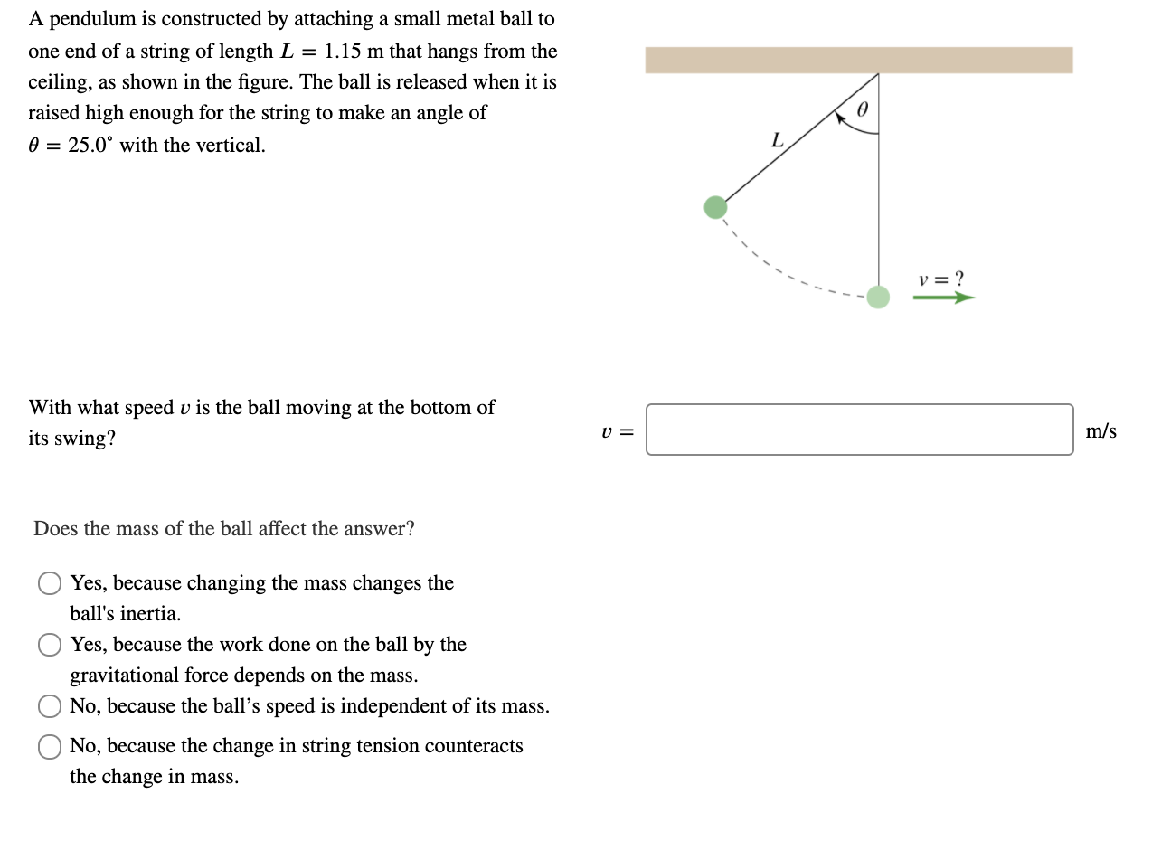 Solved A pendulum is constructed by attaching a small metal | Chegg.com