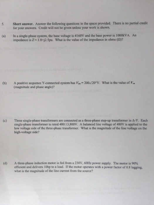 Solved Short answer. Answer the following questions in the | Chegg.com