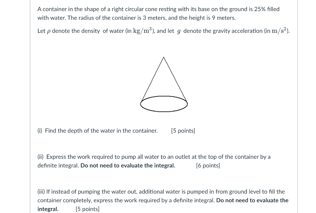 Solved A container in the shape of a right circular cone | Chegg.com