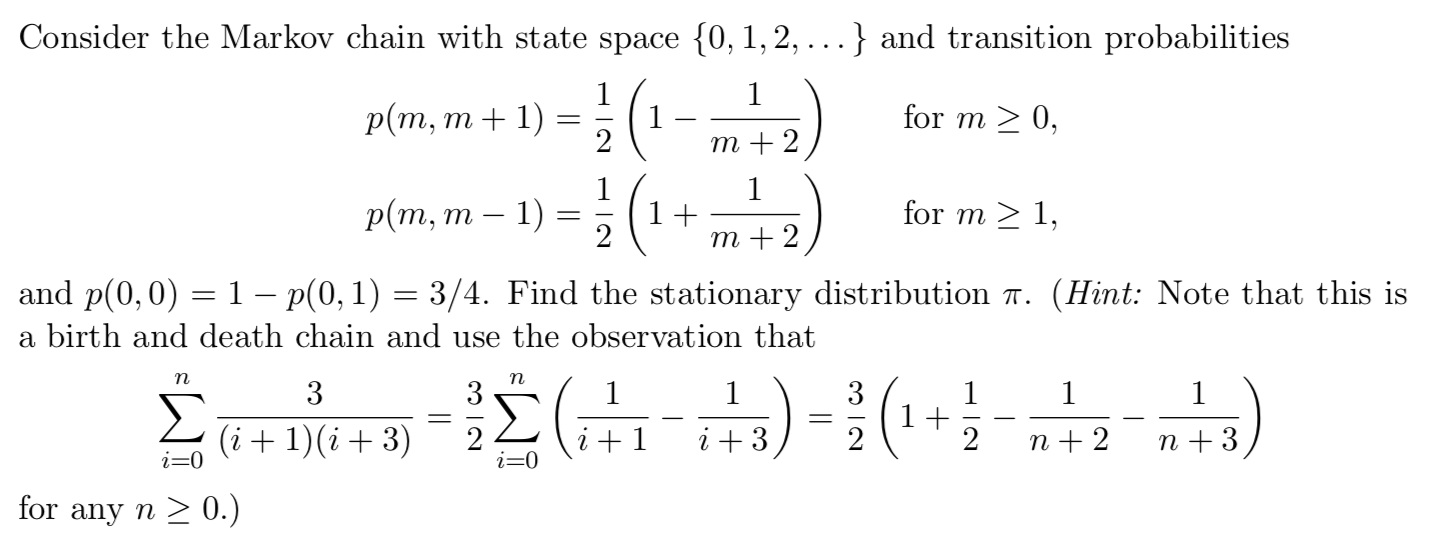 Solved Consider The Markov Chain With State Space 0 1 Chegg Com