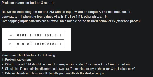 Solved Problem statement tor Lab 3 report: Derive the state | Chegg.com