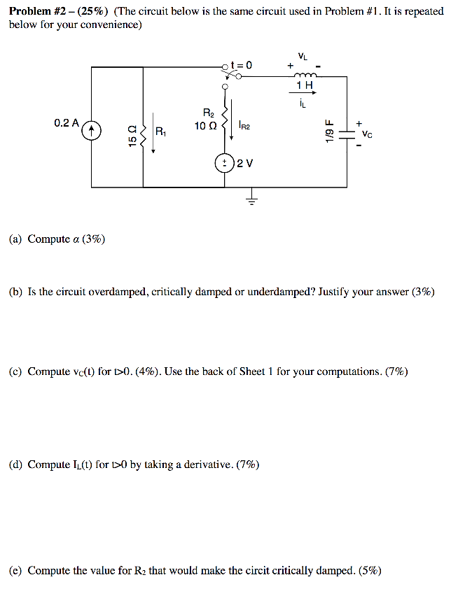 Solved Problem #2 - (25%) (The circuit below is the same | Chegg.com