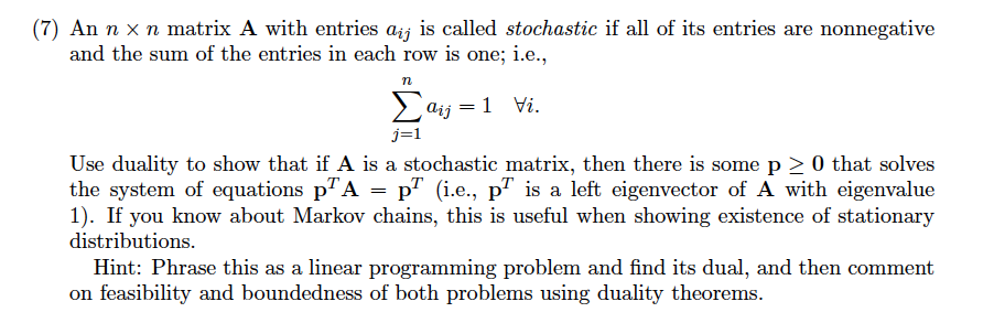 Solved (7) An n x n matrix A with entries Qij is called | Chegg.com