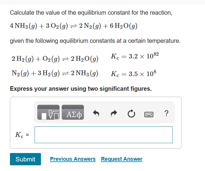 Solved Calculate The Value Of The Equilibrium Constant Fo...