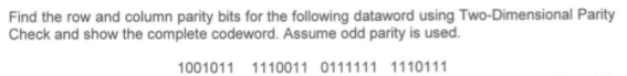 Solved Assuming even simple parity checking is used. Find | Chegg.com