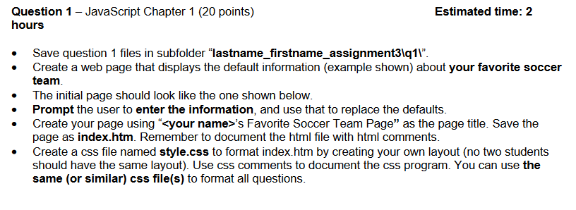 Question 1 - JavaScript Chapter 1 (20 points) | Chegg.com