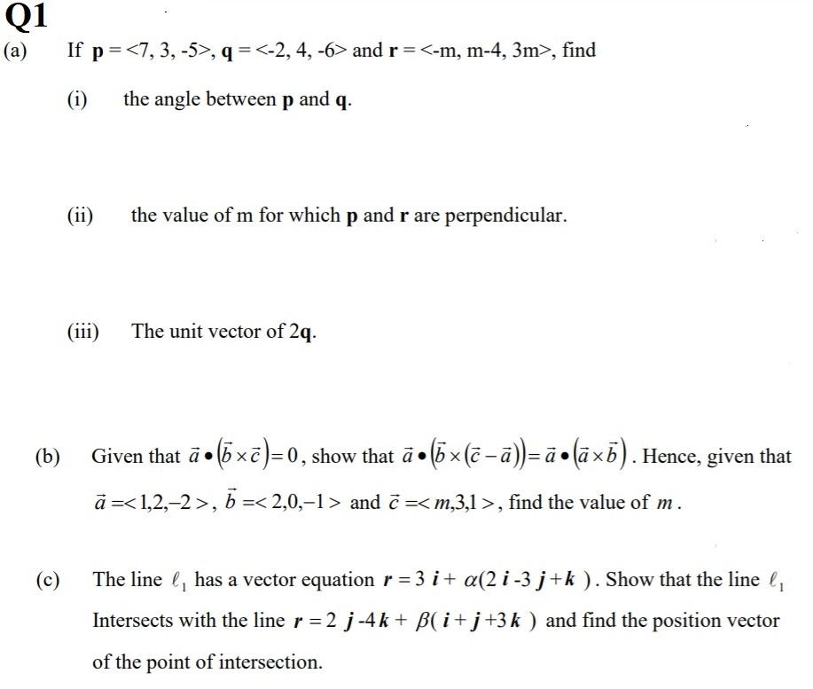 Solved Q1 A If P Q And R Find The Angle Betwee Chegg Com