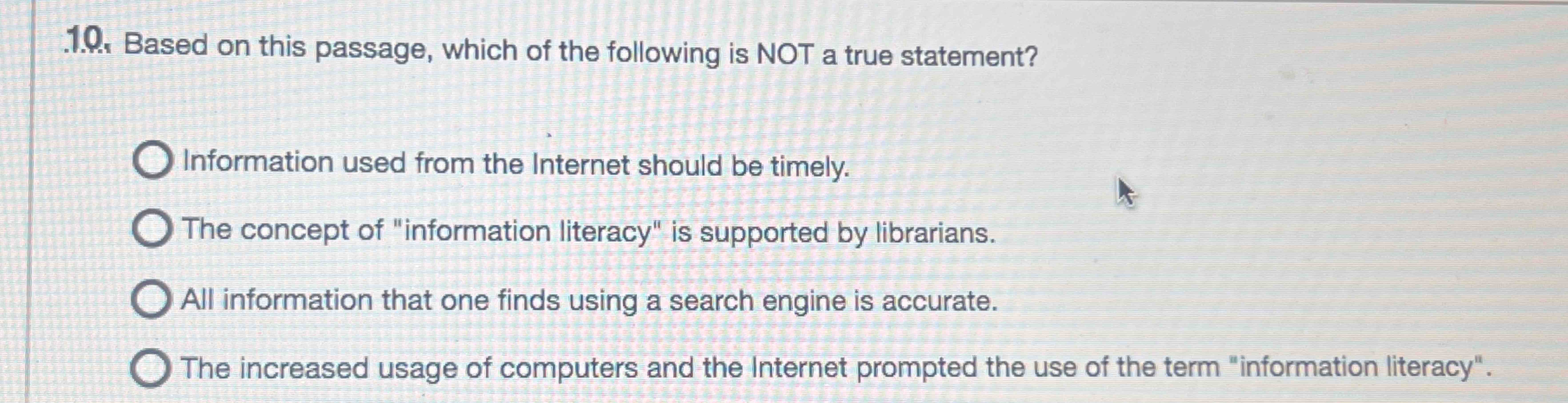 Based on this passage, which of the following is NOT | Chegg.com