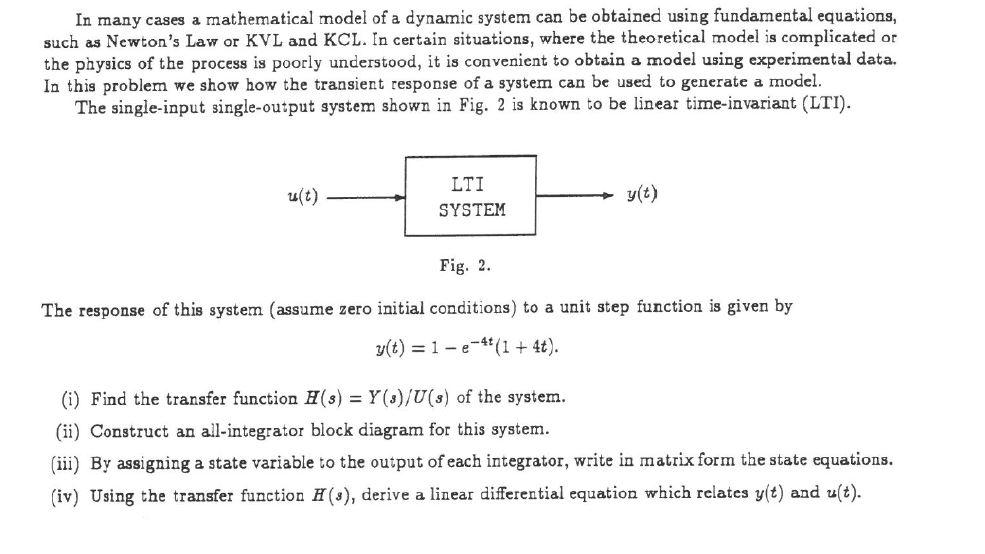 Solved In many cases a mathematical model of a dynamic | Chegg.com