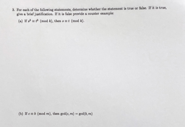 Solved 3 For Each Of The Following Statements Determine