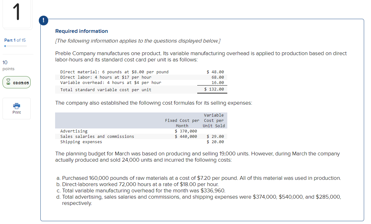 Solved 1. What raw materials cost would be included in the | Chegg.com