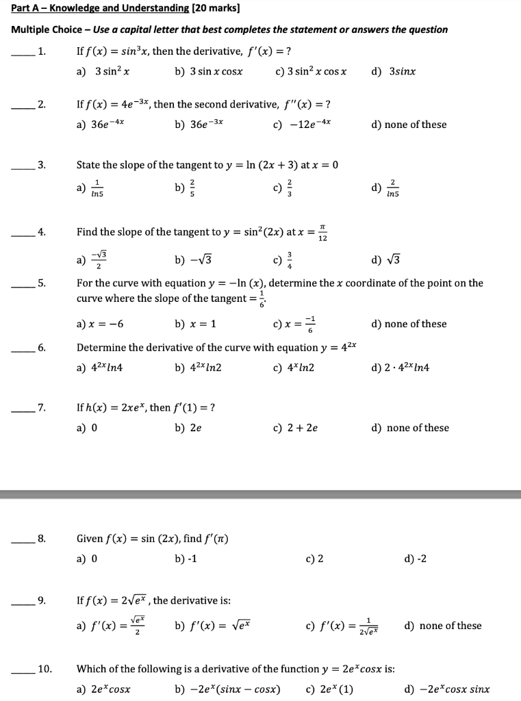 Solved Part A - Knowledge and Understanding [20 marks] | Chegg.com