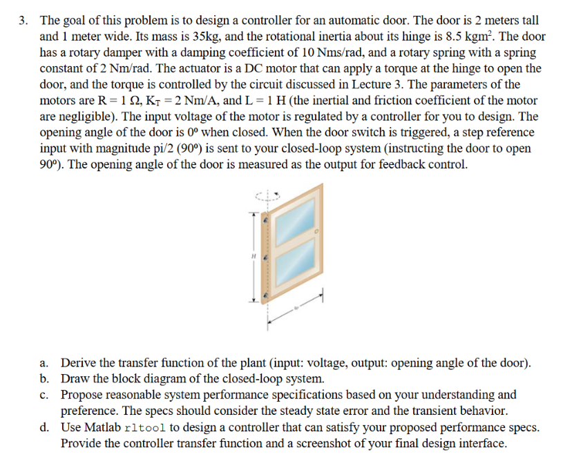 3 The Goal Of This Problem Is To Design A Control