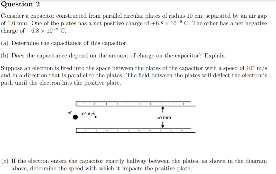 Solved Question 2 Consider a capacitor constructed from | Chegg.com