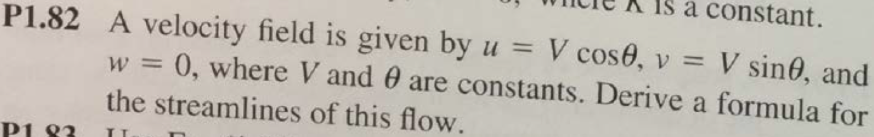 Solved a constant. P1.82 A velocity field is given by u = V | Chegg.com