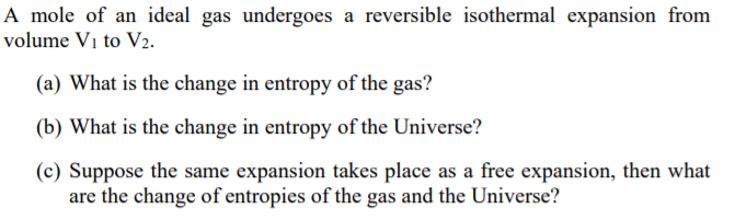 Solved A mole of an ideal gas undergoes a reversible | Chegg.com