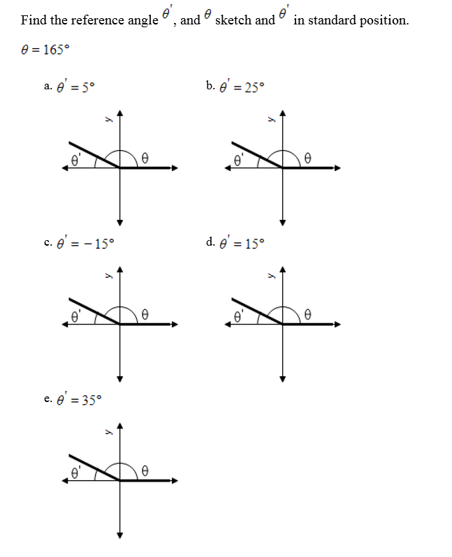 Solved In Standard Position Find The Reference Angle And