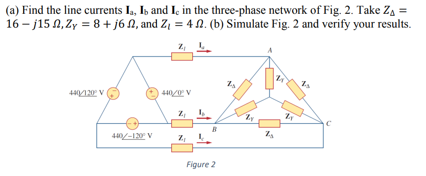 Solved (a) Find the line currents Ia, Ib and Ic in the | Chegg.com