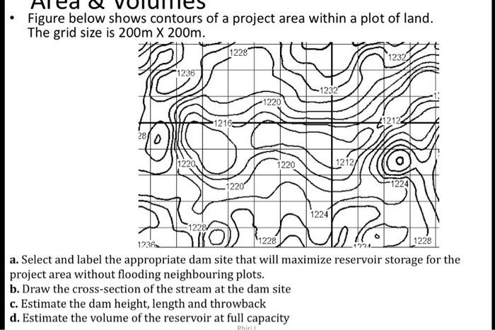 Solved Figure below shows contours of a project area within | Chegg.com