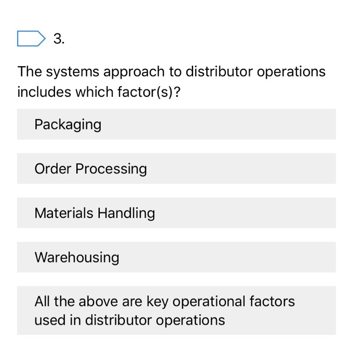 Solved The systems approach to distributor operations