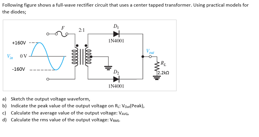 Solved Following figure shows a full-wave rectifier circuit | Chegg.com